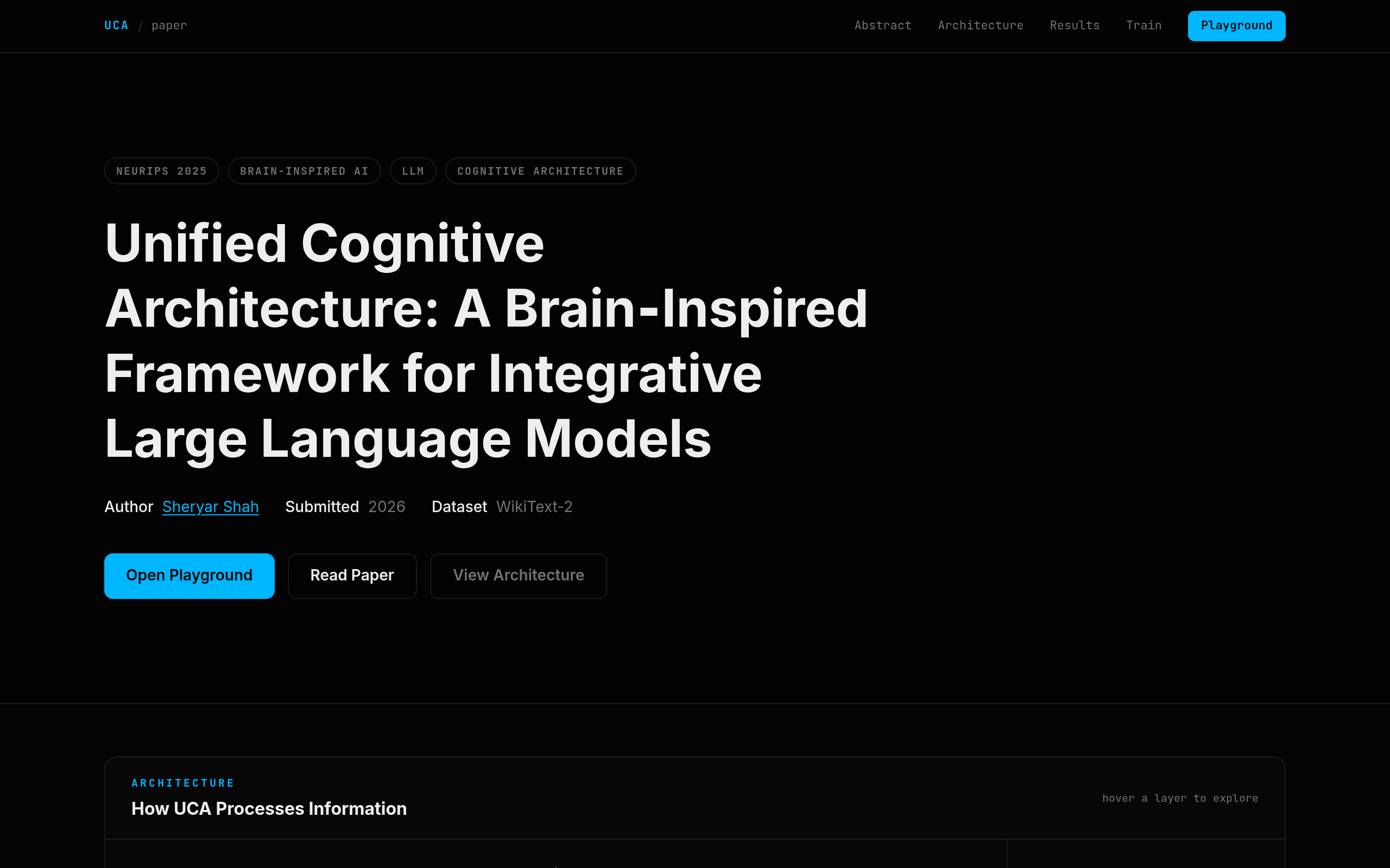 Unified Cognitive Architecture (UCA) screenshot